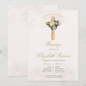 Invitación de boho blanco para bautismo invitation (Devant / Derrière)