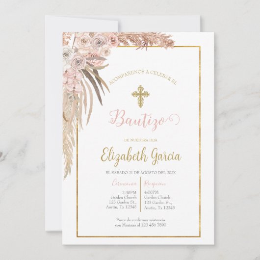 Invitación de boho para bautismo kaart (Voorkant)
