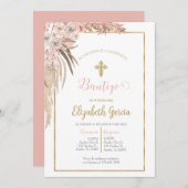 Invitación de boho para bautismo kaart (Voorkant / Achterkant)