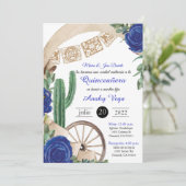 Invitación de Charro Huapango Quinceanera, blauw Kaart (Staand voorkant)