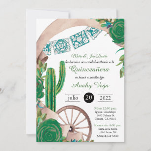 Invitación de Charro Huapango Quinceanera, Green Kaart