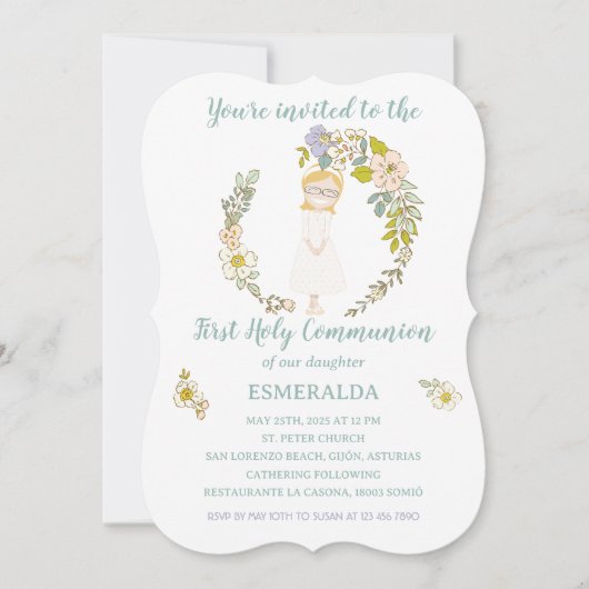 Invitación de Comunión ESMERALDA Kaart (Voorkant)