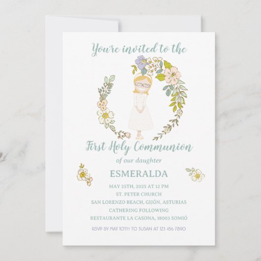 Invitación de Comunión ESMERALDA Kaart (Voorkant)