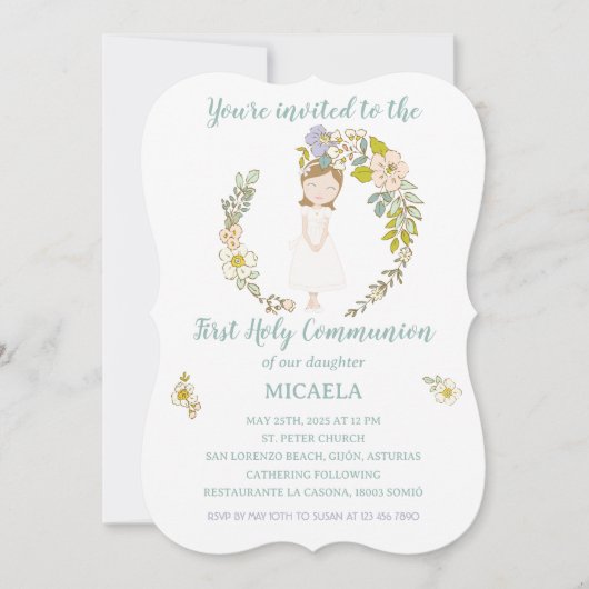 Invitación de Comunión MICAELA Kaart (Voorkant)