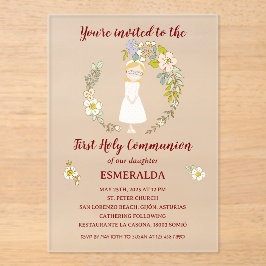 Invitación de Comunión sobre acrílico ESMERALDA Acryl Uitnodigingen