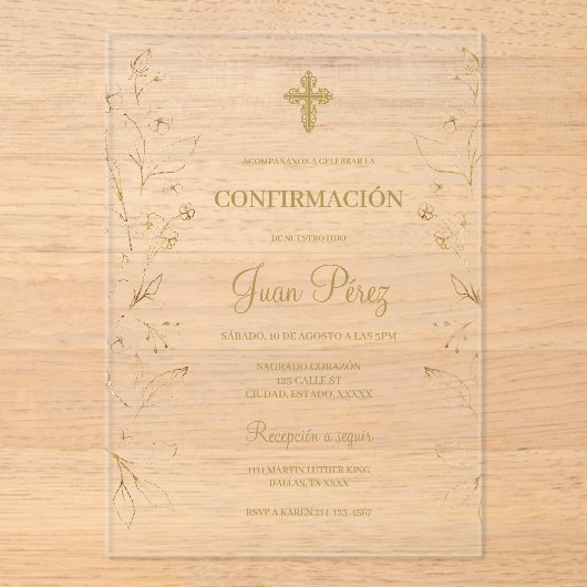 Invitación de confirmación acryl uitnodigingen (Voorkant)