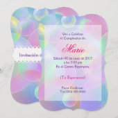 Invitación de cumpleaños - Burbujas Kaart (Voorkant / Achterkant)