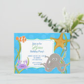 Invitación de Cumpleaños - Fiesta Bajo el Mar Kaart (Staand voorkant)