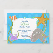 Invitación de Cumpleaños - Fiesta Bajo el Mar Kaart (Voorkant)