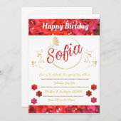 Invitación de cumpleaños kaart (Voorkant / Achterkant)