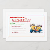 invitación de cumpleaños Minion! Kaart (Voorkant / Achterkant)