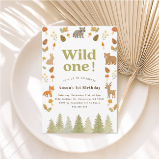 Invitación de cumpleaños para animales de Woodland Kaart