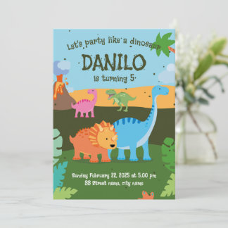 Invitación de fiesta de cumpleaños Dinosaurios Kaart