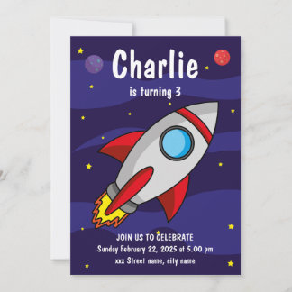 Invitación de fiesta de cumpleaños Nave Espacial Kaart