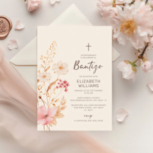 Invitación de Flores Silvestres para Bautizo Kaart