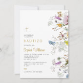 Invitación de Flores Silvestres para Bautizo Kaart (Voorkant)
