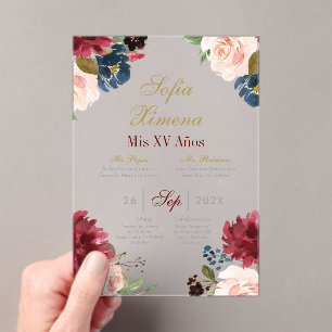 Invitación de quinceañera con marco rosa acryl uitnodigingen
