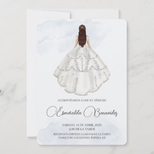 Invitación de quinceañera con vestido blanco kaart