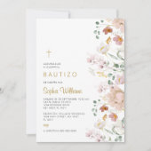 Invitación de Rosa Flores Silvestres para Bautizo Kaart (Voorkant)