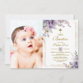 Invitación de Rosas Moradas para Bautizo Kaart (Voorkant)