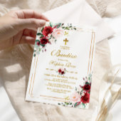 Invitación de Rosas Rojas para Bautizo Invitation