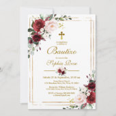 Invitación de Rosas Rojas para Bautizo Uitnodiging (Voorkant)