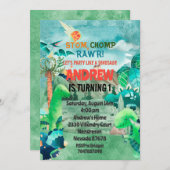 Invitación Dinosaur Birthday Invitation, Dinosaurs Kaart (Voorkant / Achterkant)