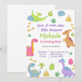 Invitación Dinosaures fille invitation d'anniversa (Devant / Derrière)