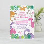 Invitación Dinosaurs girl birthday invitation dino (Debout devant)