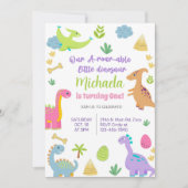 Invitación Dinosaurs meisje verjaardag uitnodiging (Voorkant)