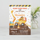 Invitación Dump everything, truck boy birthday inv Kaart (Staand voorkant)