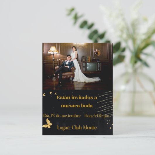 invitacion elegante bodas briefkaart (Staand voorkant)