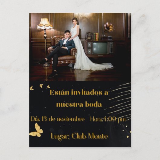 invitacion elegante bodas briefkaart (Voorkant)