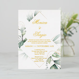 Invitación elegante gouden folie para boda uitnodiging