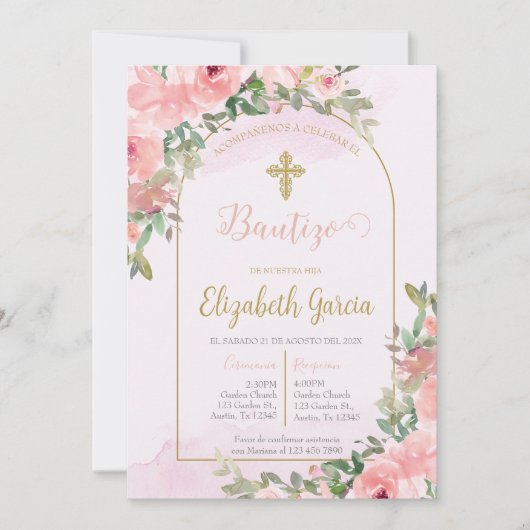 Invitación elegante para bautismo kaart (Voorkant)