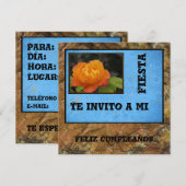 Invitación - Feliz Cumpleaños - Oranje Roos Kaart (Voorkant / Achterkant)