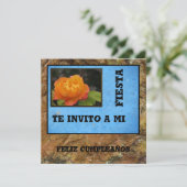 Invitación - Feliz Cumpleaños - Oranje Roos Kaart (Staand voorkant)