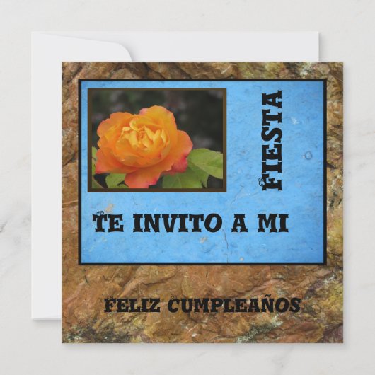 Invitación - Feliz Cumpleaños - Oranje Roos Kaart (Voorkant)