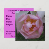 Invitación - Fiesta Cumpleaños - La Rosa Rosa Kaart (Voorkant / Achterkant)