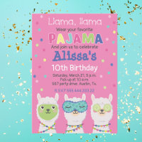 Invitación FIESTA de pijama de Lama, pijamada, spa