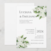 Invitación Floral White Wedding Invitation Kaart (Voorkant / Achterkant)