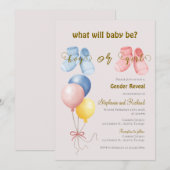 Invitación Gender Reveal Invitation Kaart (Voorkant / Achterkant)