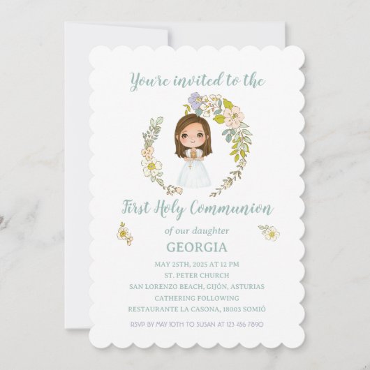 Invitación GEORGIA Primera Comunión Kaart (Voorkant)
