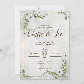 Invitación Green Natural Wedding Invitation Kaart