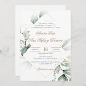 Invitación Greenery Spanish Wedding Invitation (Devant / Derrière)