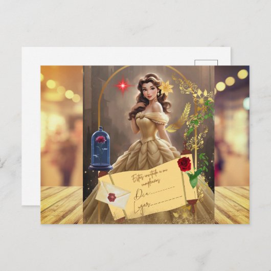 invitacion magica la bella y la bestia briefkaart (Voorkant / Achterkant)