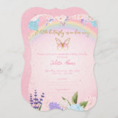 Invitación Mariposas, Arcoiris y Flores Kaart (Voorkant / Achterkant)