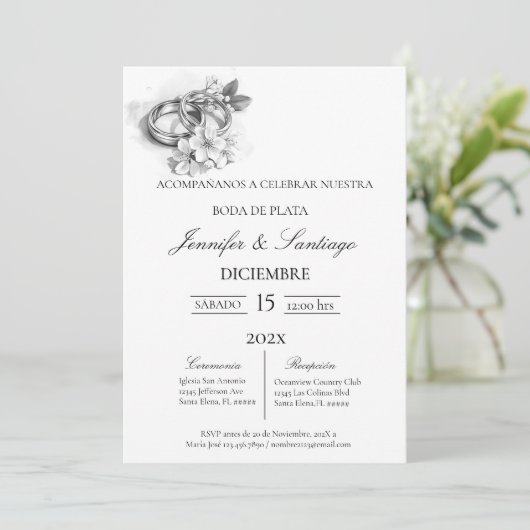 Invitación minimalista con anillo para boda kaart (Staand voorkant)