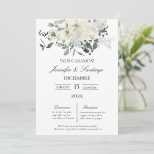 Invitación minimalista con flor blanca para boda kaart