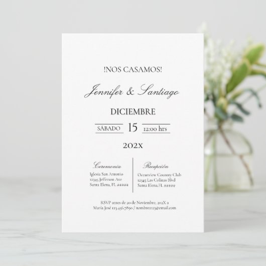 Invitación minimalista para boda kaart (Staand voorkant)